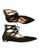 Aquazzura Shoe Size 37 Black Suede Gladiator lace up Pointed Toe Flats Black / 37