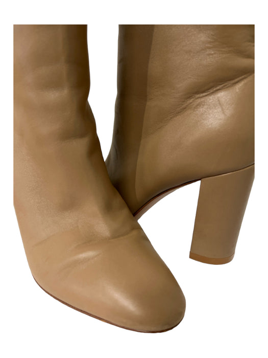 Gianvito Rossi Shoe Size 35 Beige Leather Pointed Toe Block Heel Fold Over Boots Beige / 35