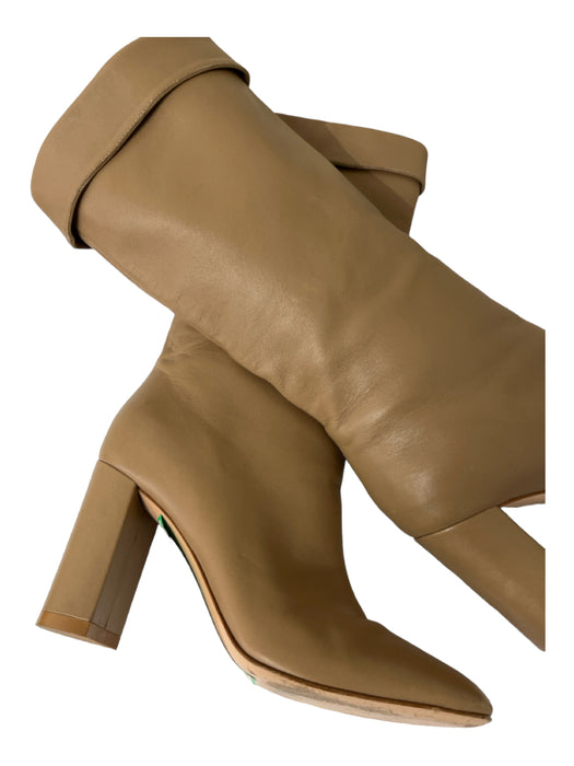 Gianvito Rossi Shoe Size 35 Beige Leather Pointed Toe Block Heel Fold Over Boots Beige / 35