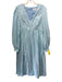 Molly Moorkamp Size 6 Light Blue Linen Long Sleeve Gathered V Neck Maxi Dress Light Blue / 6