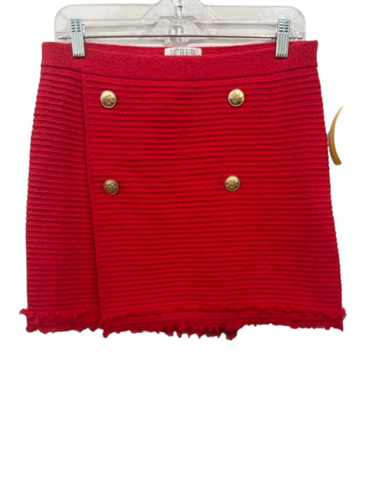 J Crew Size Small Bright red Cotton Blend Elastic Waist Ribbed Raw Hem Skirt Bright red / Small