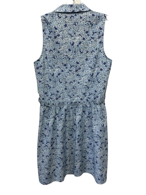 Tuckernuck Size XS Blue & White Polyester Sleeveless Floral Button Front Dress Blue & White / XS
