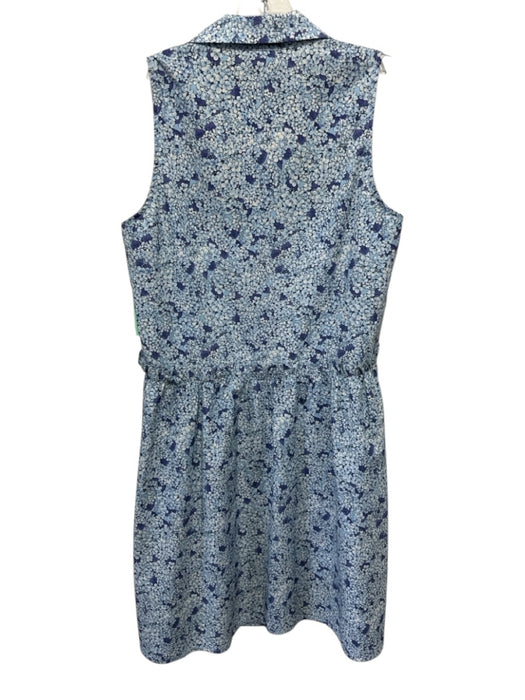 Tuckernuck Size XS Blue & White Polyester Sleeveless Floral Button Front Dress Blue & White / XS