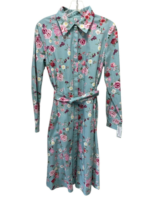 Molly Moorkamp Size XS Light Blue, Red, Green Long Sleeve Floral Midi Dress Light Blue, Red, Green / XS