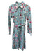 Molly Moorkamp Size XS Light Blue, Red, Green Long Sleeve Floral Midi Dress Light Blue, Red, Green / XS