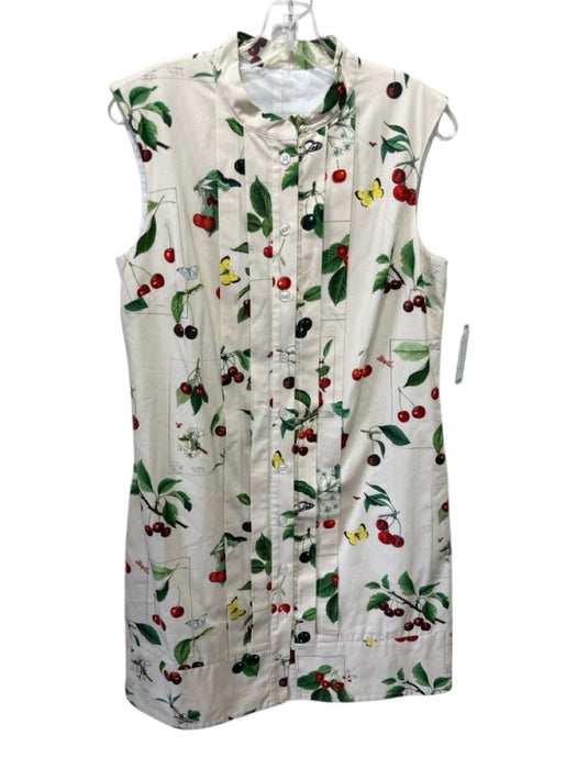 Molly Moorkamp Size 2 Red, Green, Cream Sleeveless Cherries Pintuck Dress Red, Green, Cream / 2