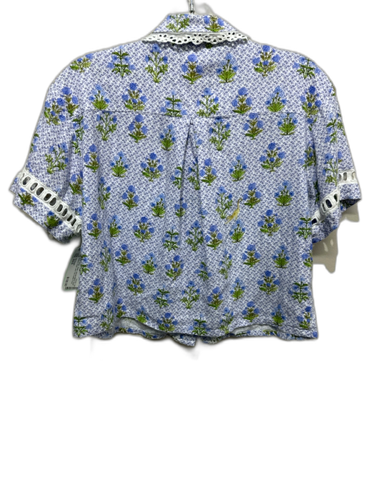 Hill House Size XS/S Blue, Green, White Viscose Blend Short Sleeve Short Set Blue, Green, White / XS/S