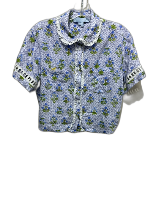 Hill House Size XS/S Blue, Green, White Viscose Blend Short Sleeve Short Set Blue, Green, White / XS/S
