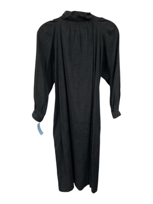 Buru Size XS Black Button Front 3/4 Sleeve Tie Neck Maxi Dress Black / XS