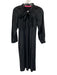 Buru Size XS Black Button Front 3/4 Sleeve Tie Neck Maxi Dress Black / XS