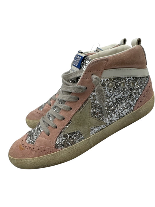 Golden Goose Shoe Size 37 Silver & Pink Synthetic Glitter Suede Lace Up Shoes Silver & Pink / 37
