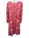 Molly Moorkamp Size 6 Pink & Orange Long Sleeve Seashell V Neck Below knee Dress Pink & Orange / 6