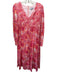 Molly Moorkamp Size 6 Pink & Orange Long Sleeve Seashell V Neck Below knee Dress Pink & Orange / 6