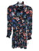 Hunter Bell Size S navy blue, orange, green Silk Long puff sleeve Mini Dress navy blue, orange, green / S