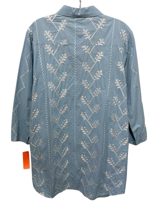 Julia Amory Size S Light blue & white Cotton Long Sleeve Embroidered Dress Light blue & white / S