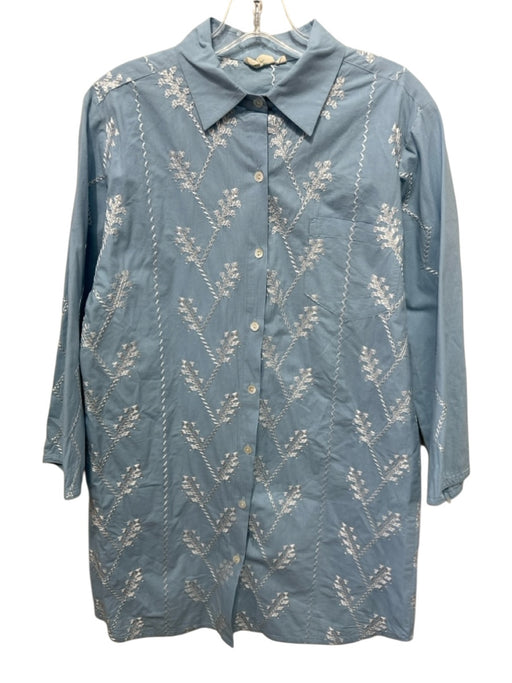 Julia Amory Size S Light blue & white Cotton Long Sleeve Embroidered Dress Light blue & white / S