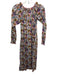 Casey Marks Size XS Pink, Purple, Multi Cotton Blend Long Sleeve Midi Dress Pink, Purple, Multi / XS