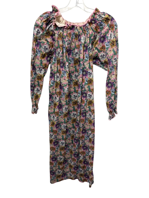 Casey Marks Size XS Pink, Purple, Multi Cotton Blend Long Sleeve Midi Dress Pink, Purple, Multi / XS
