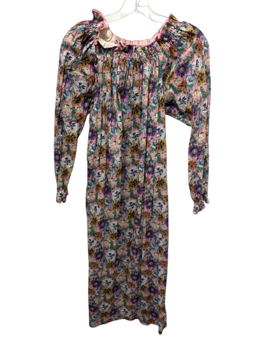 Casey Marks Size XS Pink, Purple, Multi Cotton Blend Long Sleeve Midi Dress Pink, Purple, Multi / XS