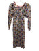 Casey Marks Size XS Pink, Purple, Multi Cotton Blend Long Sleeve Midi Dress Pink, Purple, Multi / XS