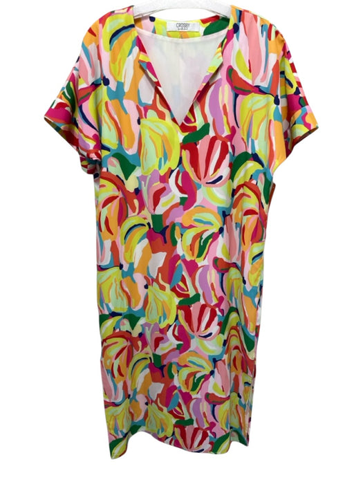 Crosby Size S Green, Pink, Multi Polyester Short Sleeve Abstract Print Dress Green, Pink, Multi / S