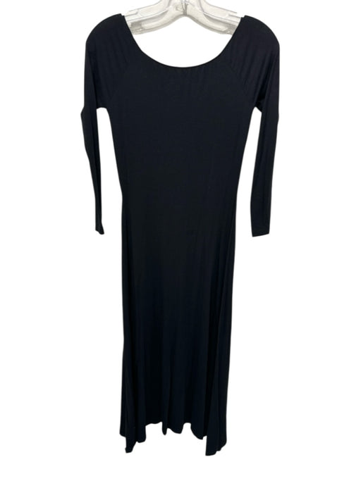 Another Tomorrow Size XS Black Cotton & Lyocell 3/4 Sleeve Wide Neck Maxi Dress Black / XS