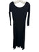 Another Tomorrow Size XS Black Cotton & Lyocell 3/4 Sleeve Wide Neck Maxi Dress Black / XS