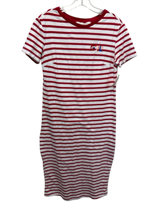 Etre Cecile Size XS Red & White Cotton Short Sleeve Stripe T Shirt Midi Dress Red & White / XS