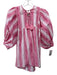 Mille Resort & Travel Size XS Pink & White Cotton Short Balloon Sleeve Top Pink & White / XS