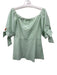 Pearl by Lela Rose Size 6 Green & White Cotton & Silk Short Puff Sleeve Top Green & White / 6
