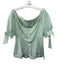 Pearl by Lela Rose Size 6 Green & White Cotton & Silk Short Puff Sleeve Top Green & White / 6