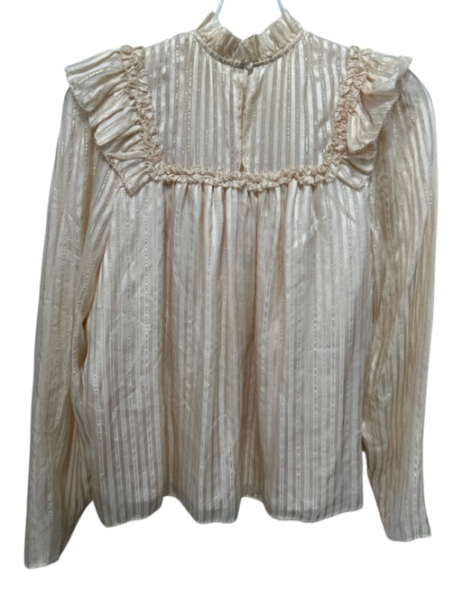 Marie Oliver Size S Pale Pink & Gold Silk Long Sleeve Metallic Stripe Top Pale Pink & Gold / S