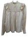 Marie Oliver Size S Pale Pink & Gold Silk Long Sleeve Metallic Stripe Top Pale Pink & Gold / S