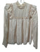 Marie Oliver Size S Pale Pink & Gold Silk Long Sleeve Metallic Stripe Top Pale Pink & Gold / S