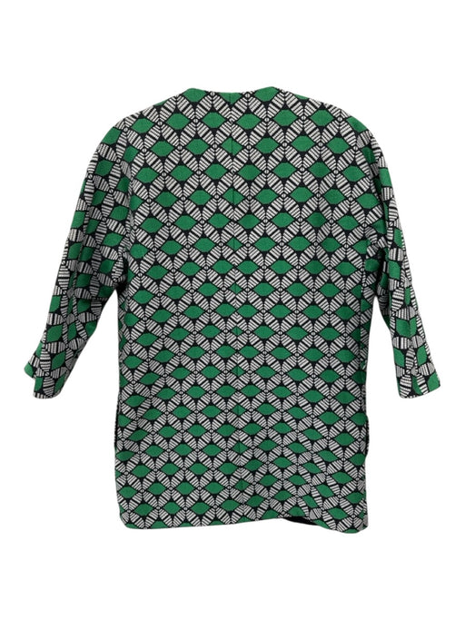 Milly Size 2 Green, Black, White Polyester 3/4 Sleeve Geometric Print Coat Green, Black, White / 2