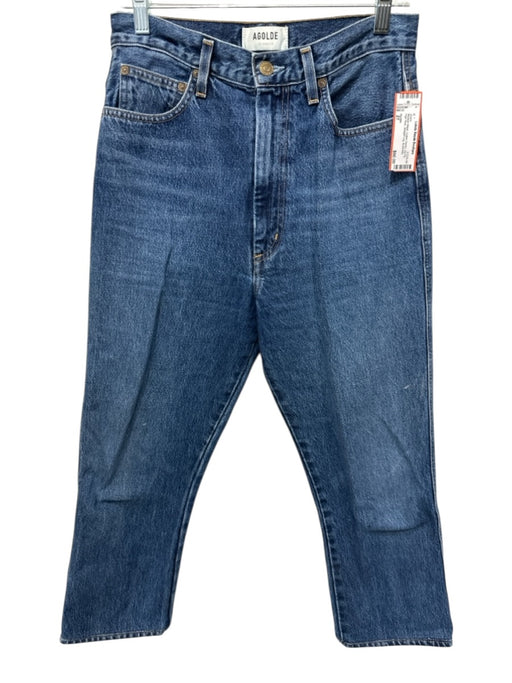 Agolde Size 27 Medium Wash Cotton Denim Zip Fly High Rise Straight Leg Jeans Medium Wash / 27