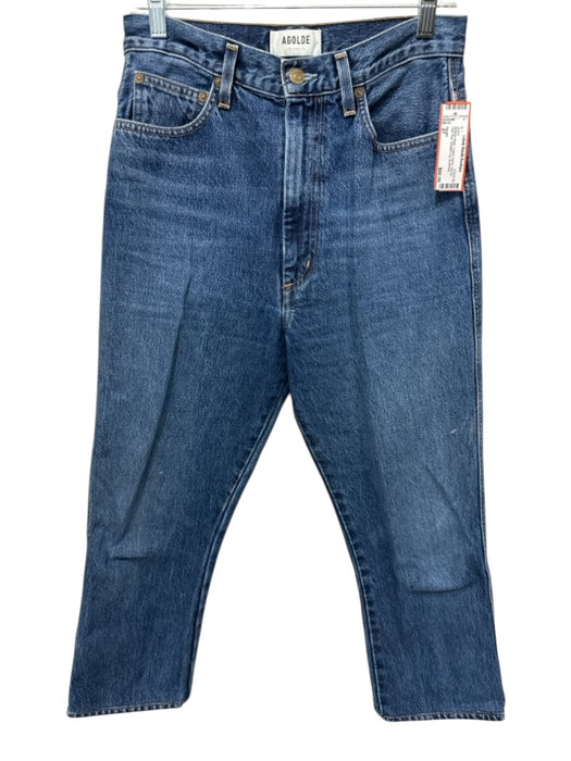 Agolde Size 27 Medium Wash Cotton Denim Zip Fly High Rise Straight Leg Jeans Medium Wash / 27