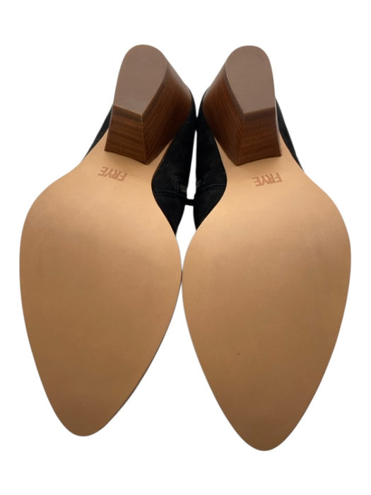 Frye Shoe Size 8 Black Nubuck Side Zip Almond Toe Western Ankle Booties Black / 8