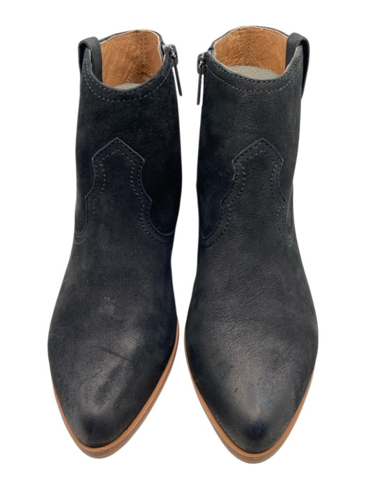 Frye Shoe Size 8 Black Nubuck Side Zip Almond Toe Western Ankle Booties Black / 8