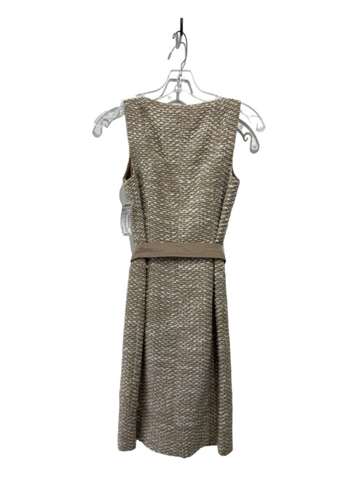 Akris Punto Size 4 Beige & Cream Polyacrylic Blend Tweed Belted Zip Front Dress Beige & Cream / 4