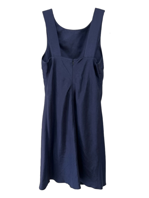Giorgio Armani Size 38 Navy Silk & Linen Blend Solid Sleeveless Pleated Dress Navy / 38