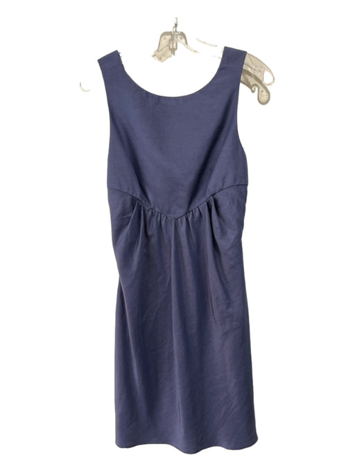 Giorgio Armani Size 38 Navy Silk & Linen Blend Solid Sleeveless Pleated Dress Navy / 38