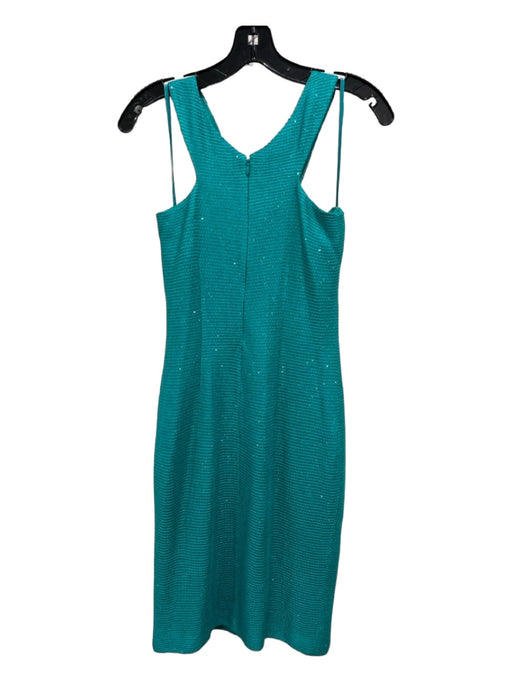 St. John Size 4 Teal Green Rayon & Polyester Knit Sequined Twist Front Dress Teal Green / 4