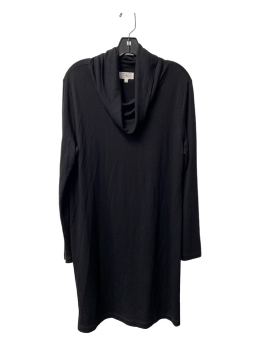 Lou & Grey Size M Black Rayon Long Sleeve Turtleneck Midi loose fit Dress Black / M