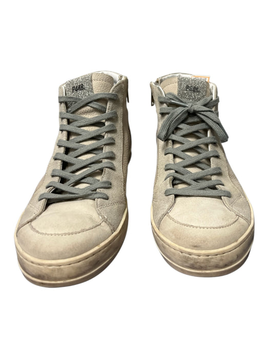 P448 Shoe Size 39 Warm Gray Leather Almond Toe lace up Glitter High Top Shoes Warm Gray / 39