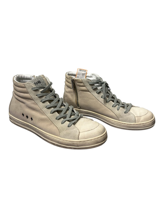 P448 Shoe Size 39 Warm Gray Leather Almond Toe lace up Glitter High Top Shoes Warm Gray / 39