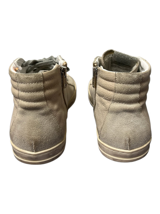 P448 Shoe Size 39 Warm Gray Leather Almond Toe lace up Glitter High Top Shoes Warm Gray / 39