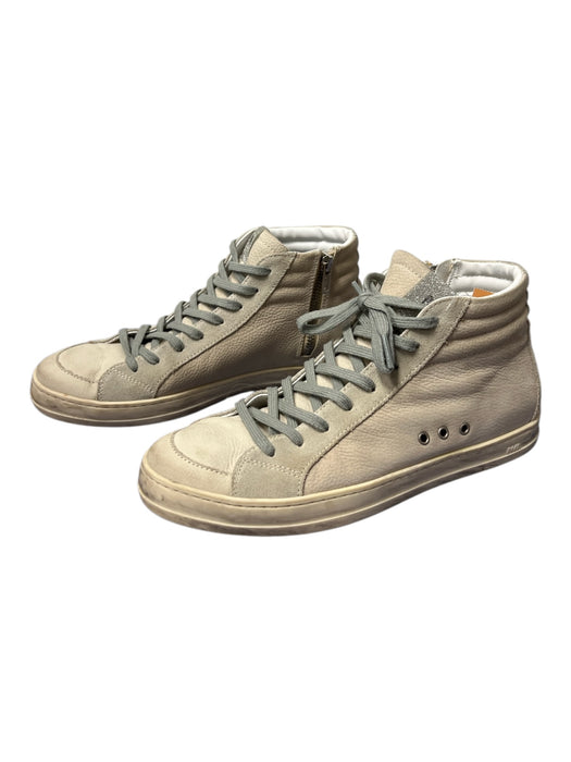 P448 Shoe Size 39 Warm Gray Leather Almond Toe lace up Glitter High Top Shoes Warm Gray / 39