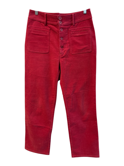 A Piece Apart Size 8 Red Cotton Corduroy Button Fly Patch Pocket Pants Red / 8