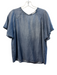 Evereve Size M Blue Lyocell Denim Round Neck Back button Short Sleeve Top Blue / M